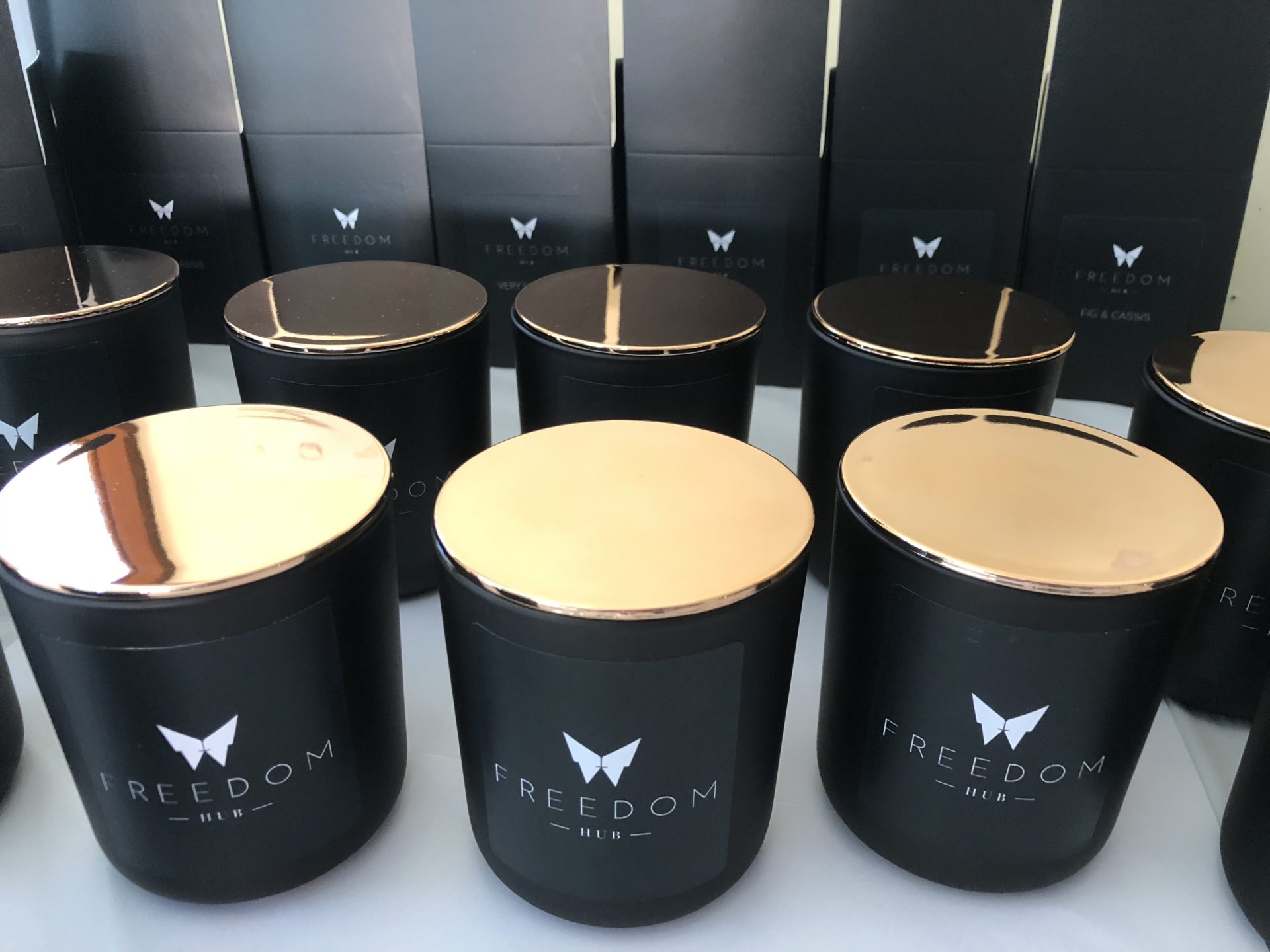 Customised Matte Black Candle with Roe Gold Lid